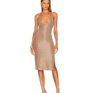 Michael Costello x REVOLVE Gold Metallic Backless Dress – Size L